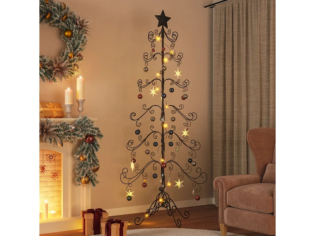 Albero di Natale in metallo per decorazione nero 215 cm