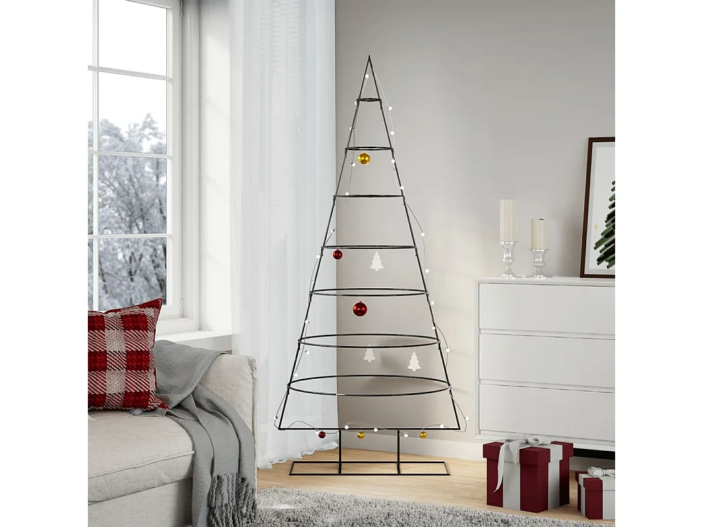 Albero di Natale in metallo per decorazione nero 180 cm