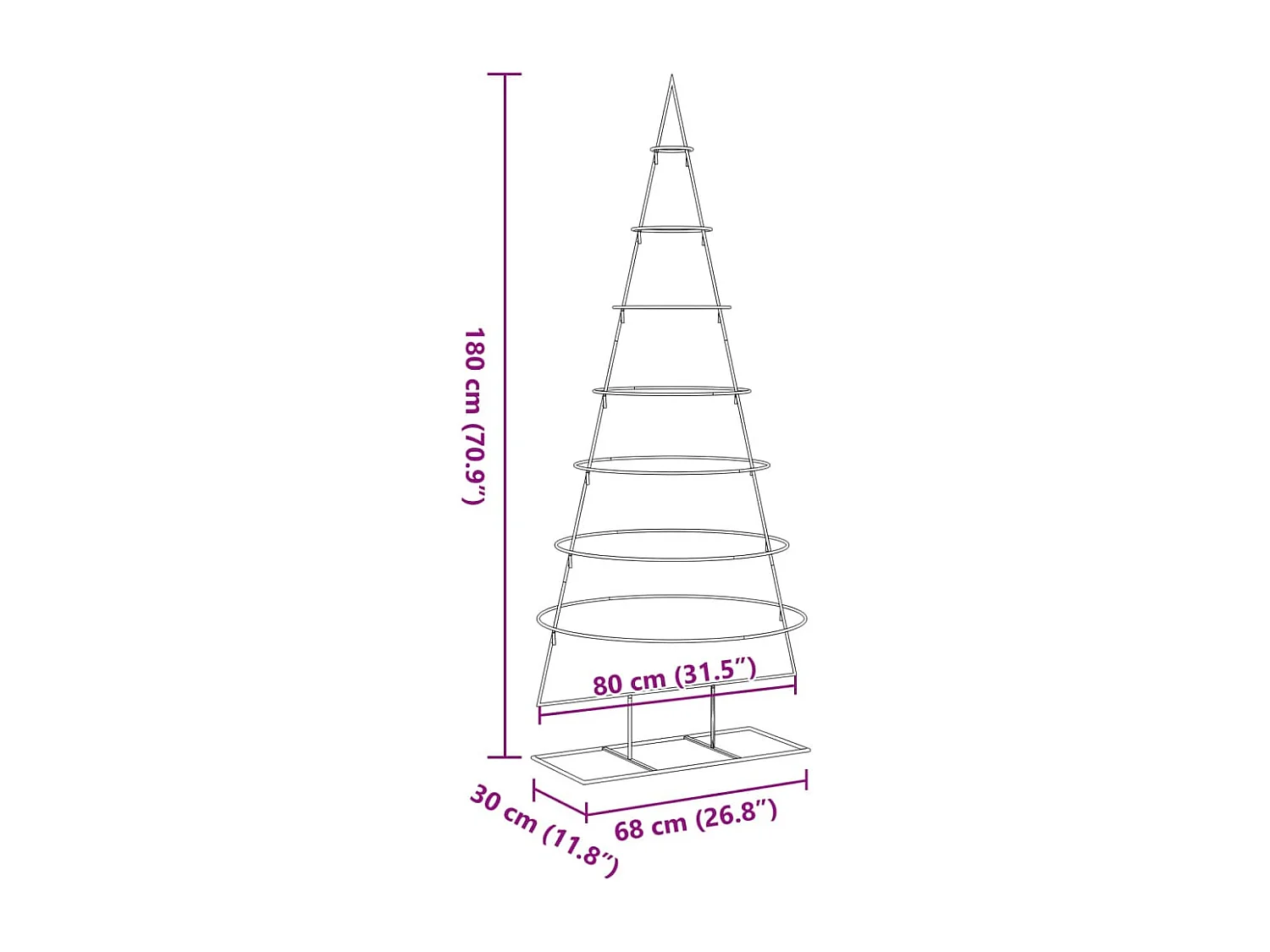 Albero di Natale in metallo per decorazione nero 180 cm