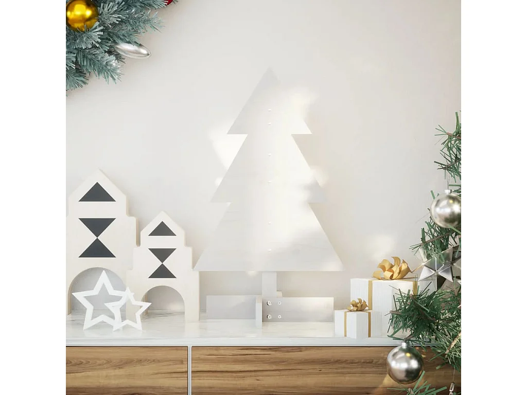 Weihnachtsbaum aus Holz zur weißen Dekoration, 60 cm, massive Kiefer