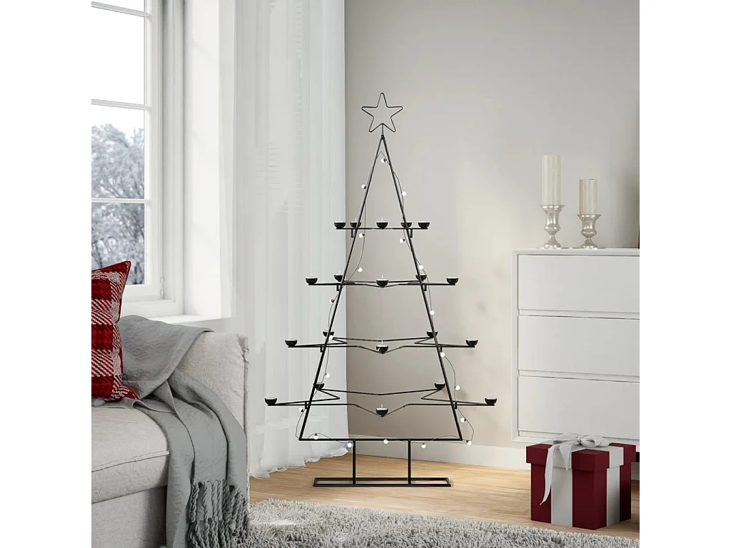 Arbre de Noël en métal pour décoration noir 140 cm