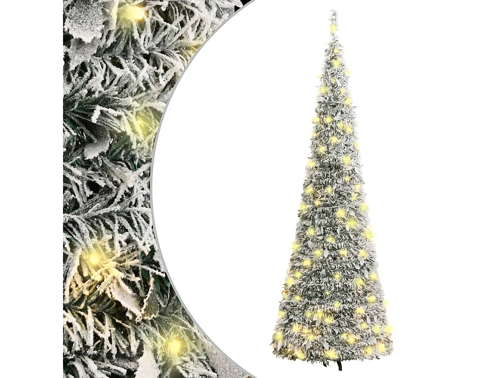 Árbol de Navidad artificial retráctil con nieve flocada 200 LED