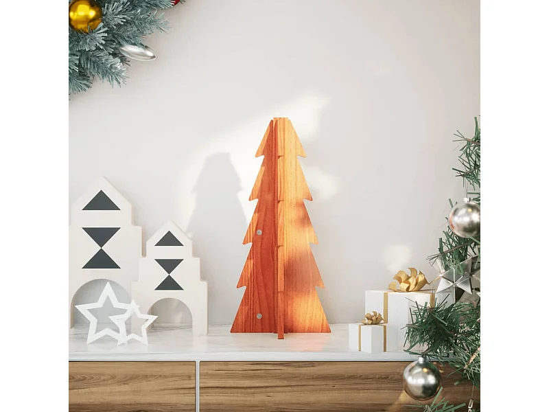 Árvore de Natal em madeira para decoração em pinho maciço de 49 cm