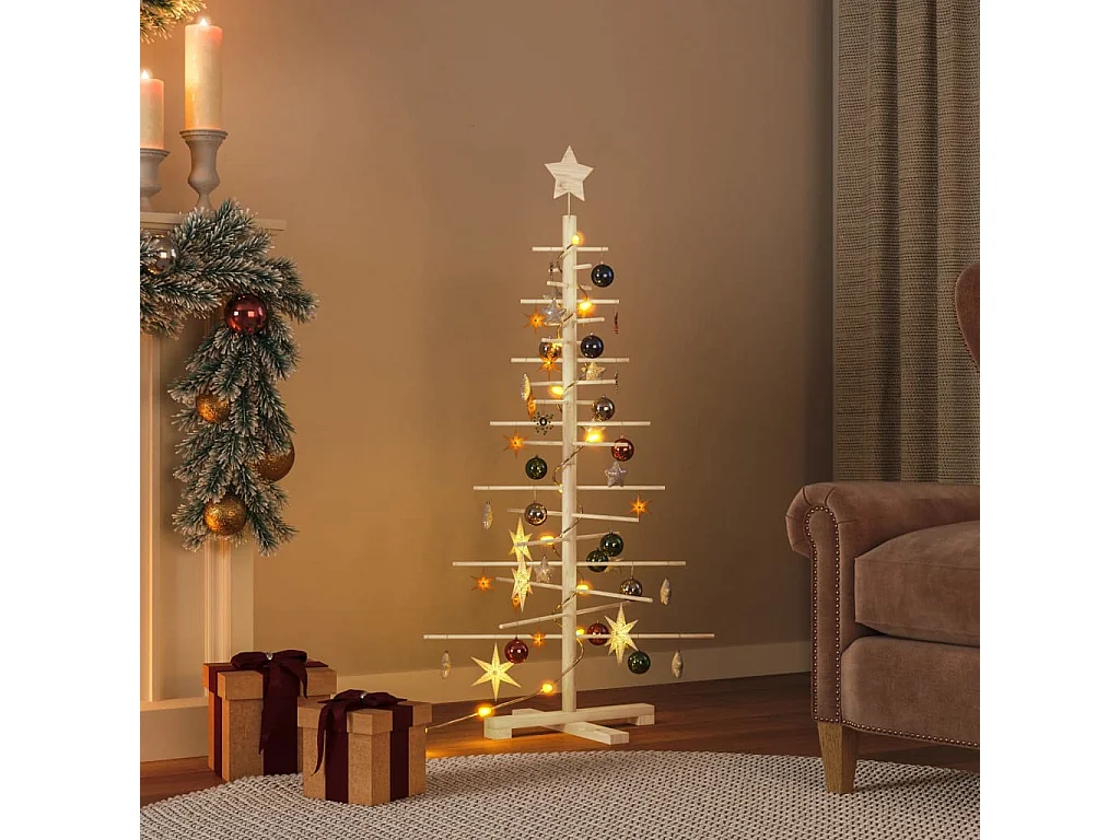 Holz-Weihnachtsbaum zur Dekoration 125 cm aus massivem Kiefernholz