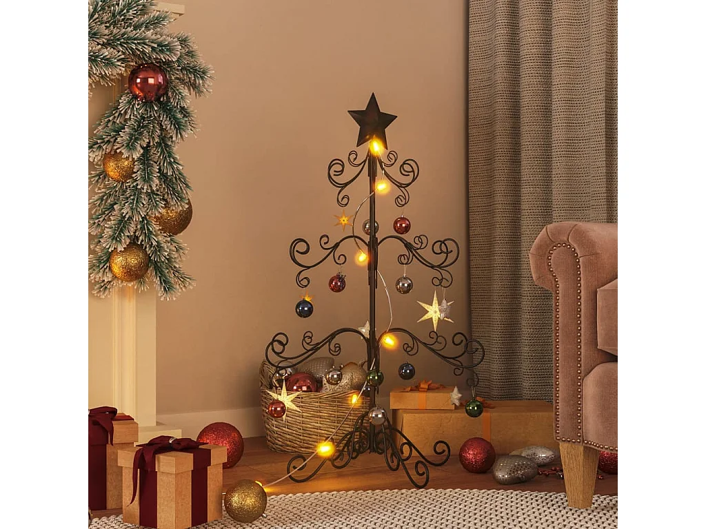 Albero di Natale in metallo per decorazione nero 90 cm