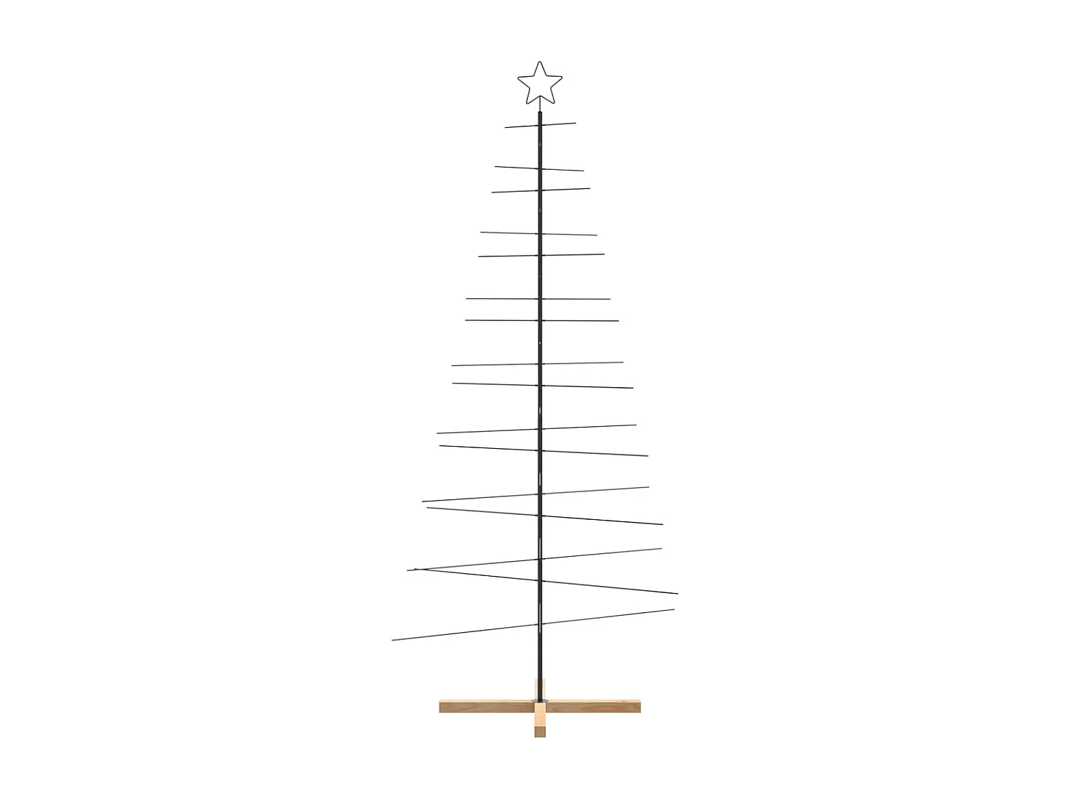 Albero di Natale in metallo con base in legno nero 210 cm