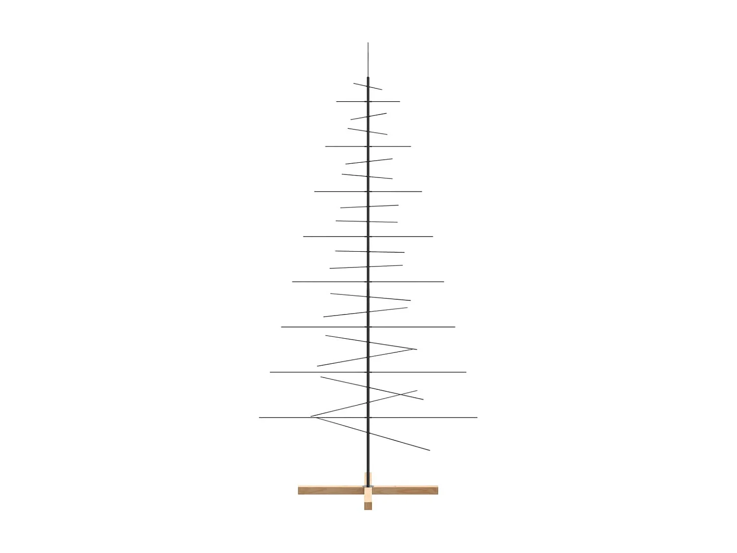 Albero di Natale in metallo con base in legno nero 210 cm