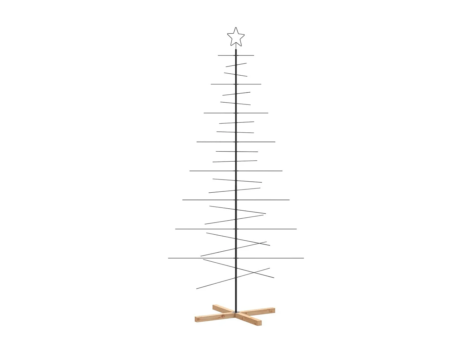 Albero di Natale in metallo con base in legno nero 210 cm