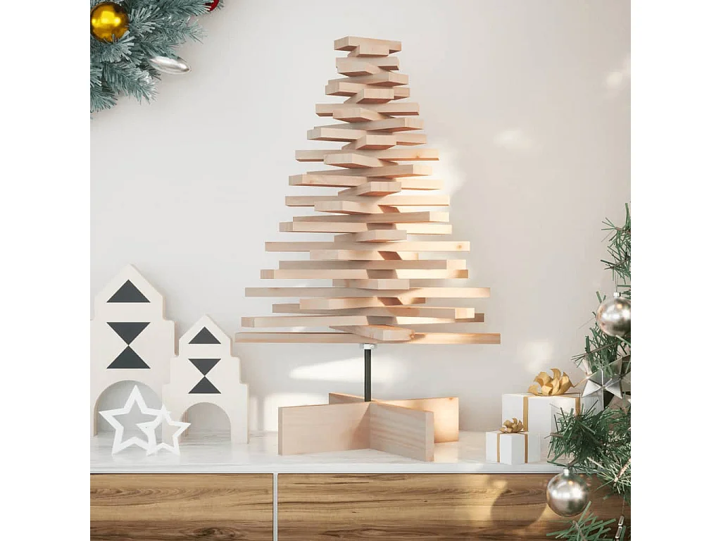 Albero di Natale in legno per decorazione 80 cm in legno di pino massiccio