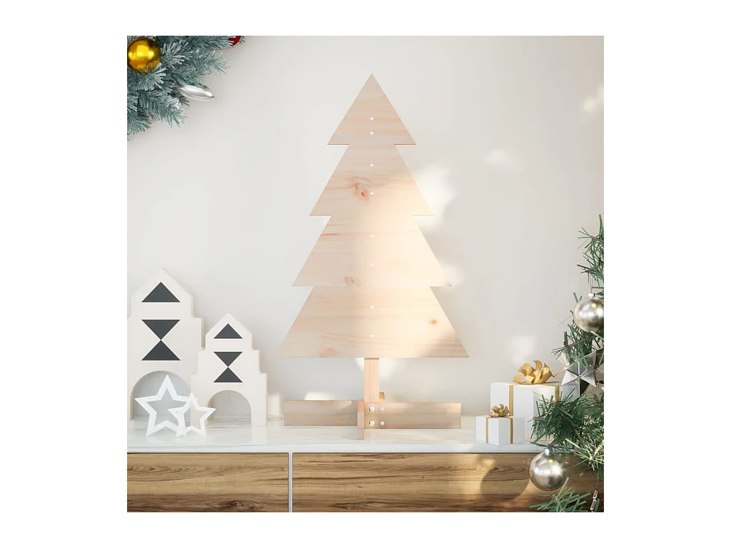 Albero di Natale in legno per decorazione 80 cm in legno di pino massiccio