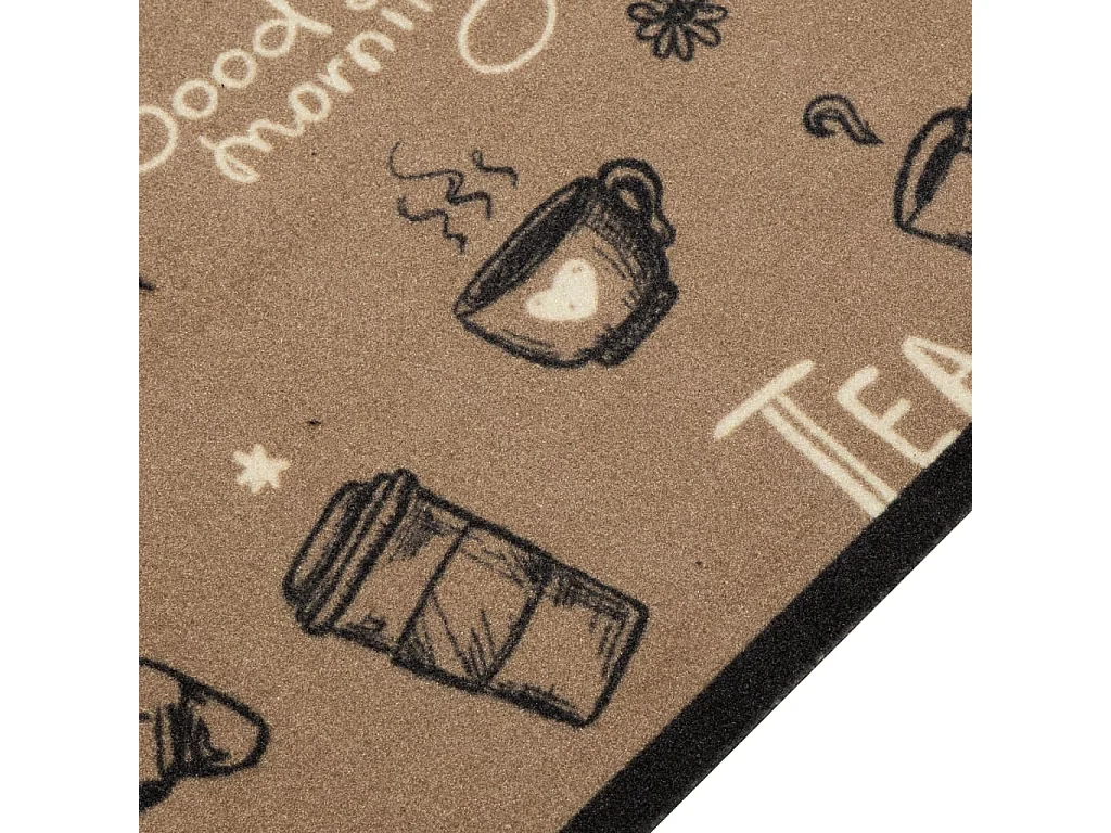 Tapis de cuisine lavable imprimé Morning brun 60x180 cm velours