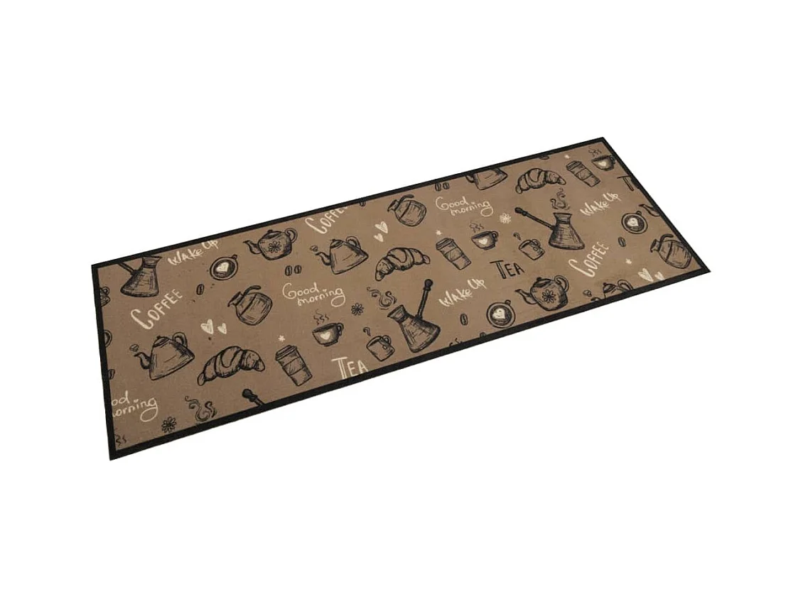 Morgenbraun bedruckter, waschbarer Küchenteppich, 60 x 180 cm, Samt