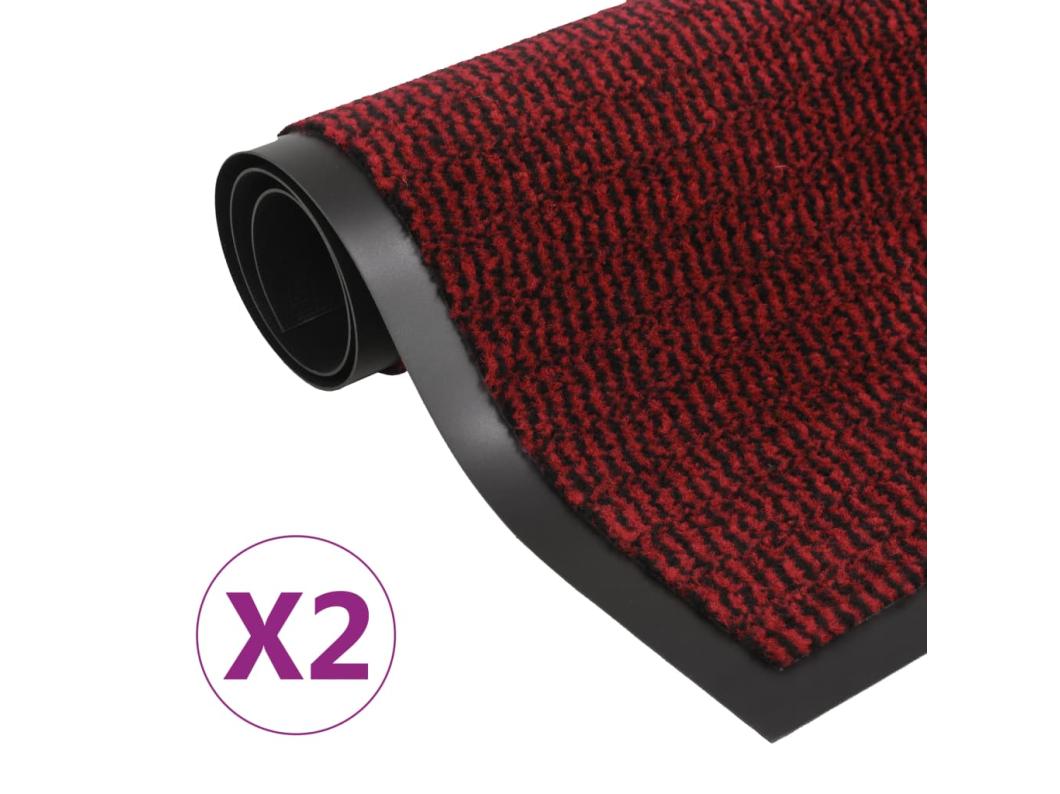 Paillassons rectangulaires 2 pcs 80 x 120 cm Rouge
