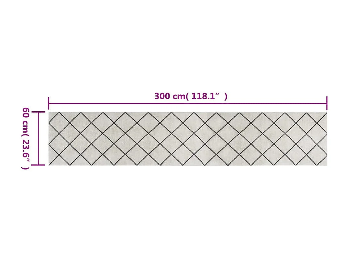 Tapis de cuisine lavable impression carrée 60x300 cm velours