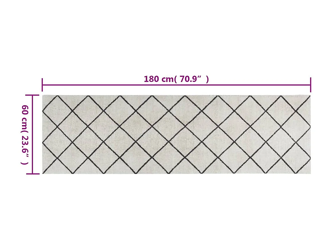 Alfombra de cocina lavable estampado cuadros 60x180 cm terciopelo