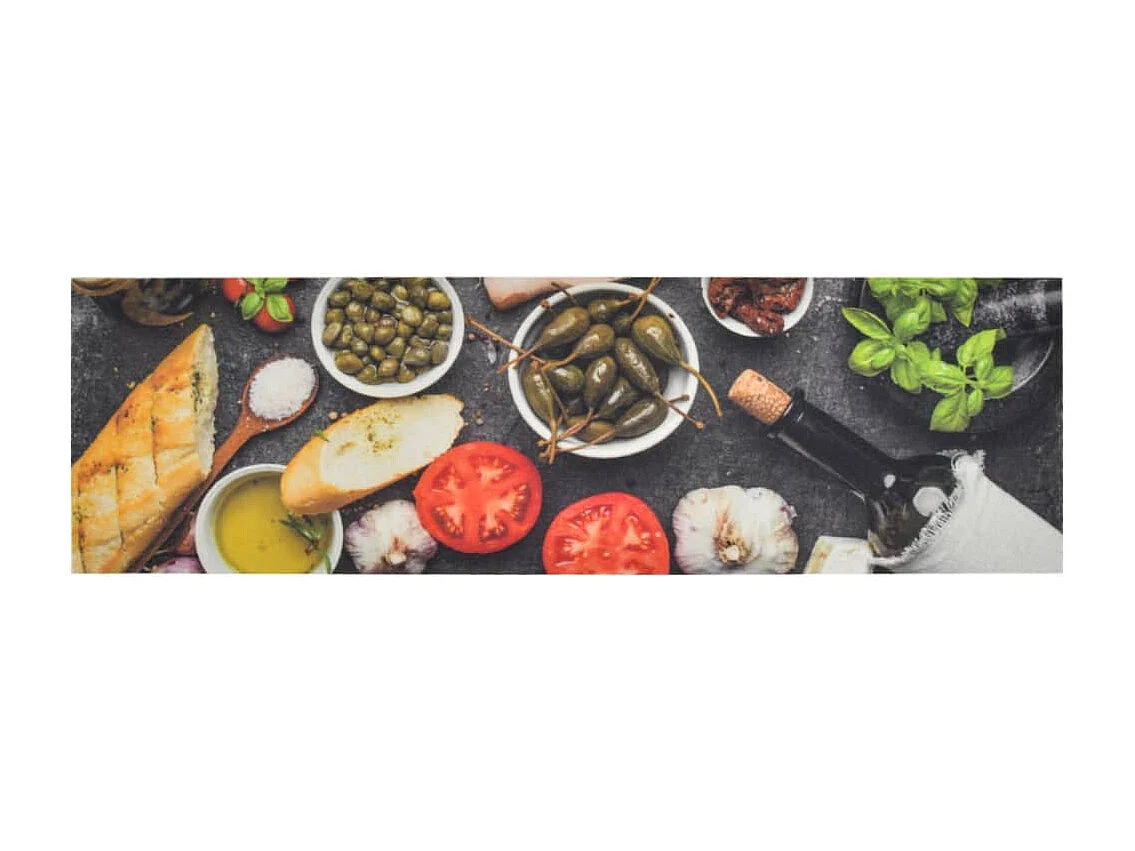 Tappeto da cucina lavabile stampa vino cena 45x150 cm in velluto
