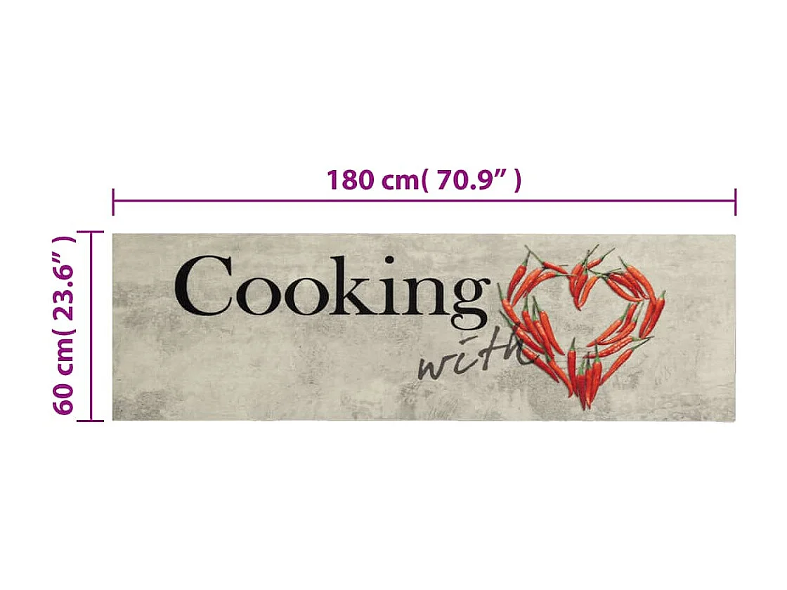 Tapete de cozinha lavável com estampa de chili 60x180 cm