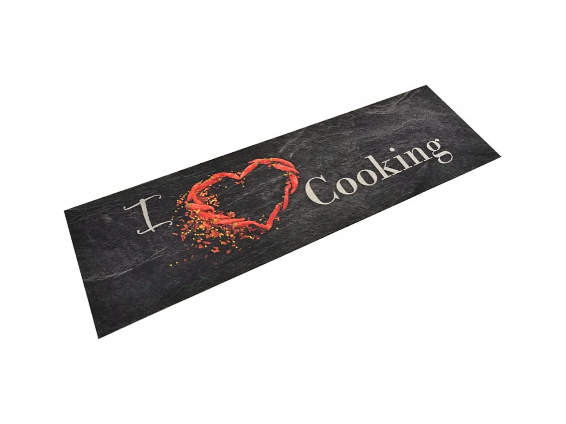Tapis de cuisine lavable impression cuisine noir 45x150 cm