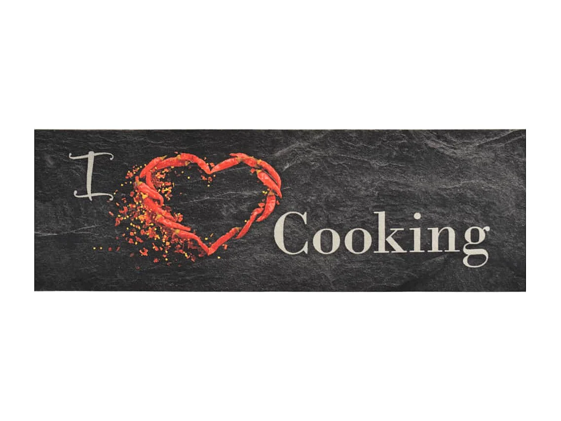 Tappeto da cucina lavabile con stampa cucina nera 60x180 cm