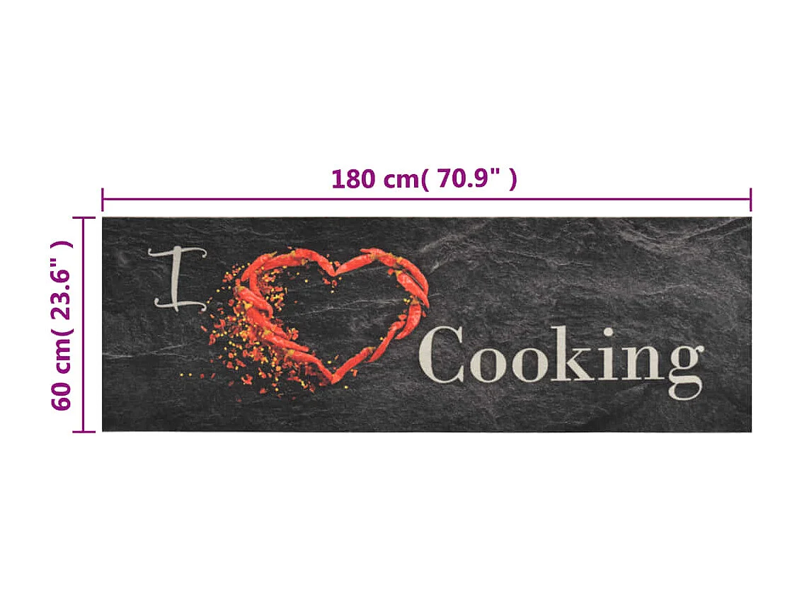 Tappeto da cucina lavabile con stampa cucina nera 60x180 cm