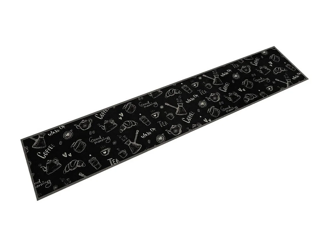 Tapis de cuisine lavable imprimé Morning noir 60x300 cm velours
