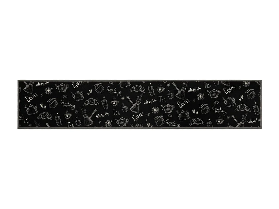 Tapis de cuisine lavable imprimé Morning noir 60x300 cm velours