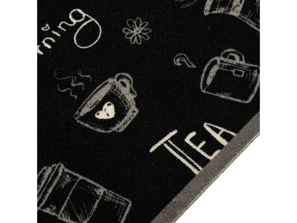 Tapis de cuisine lavable imprimé Morning noir 60x300 cm velours