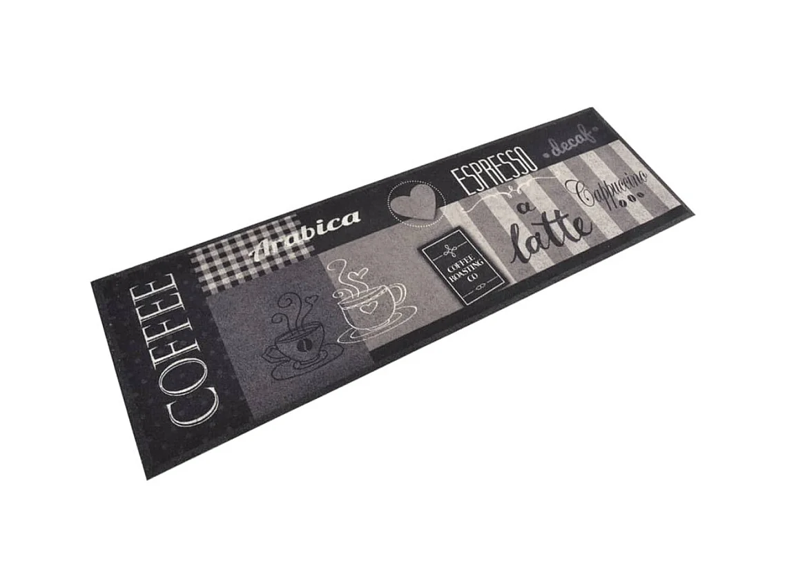 Alfombra de cocina lavable estampado café negro 60x180 cm terciopelo