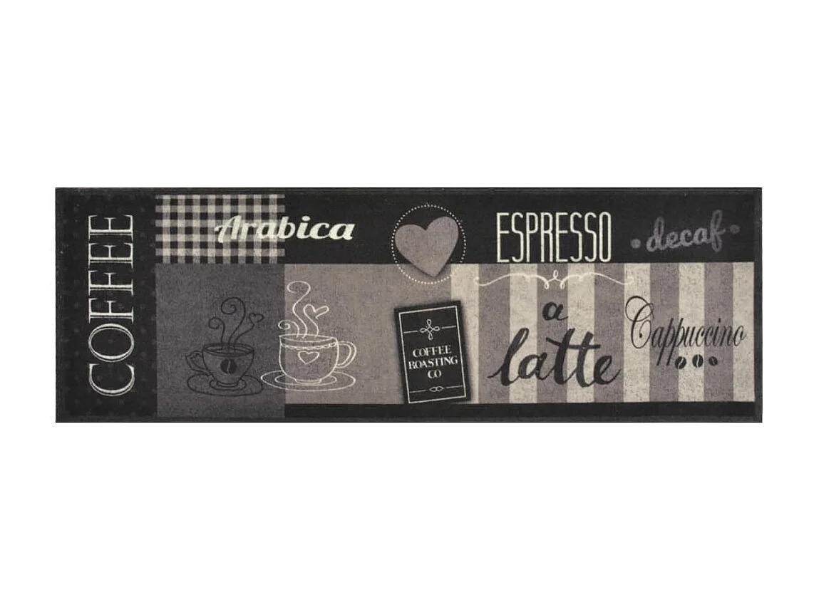 Tappeto da cucina lavabile stampa caffè nero 60x180 cm in velluto