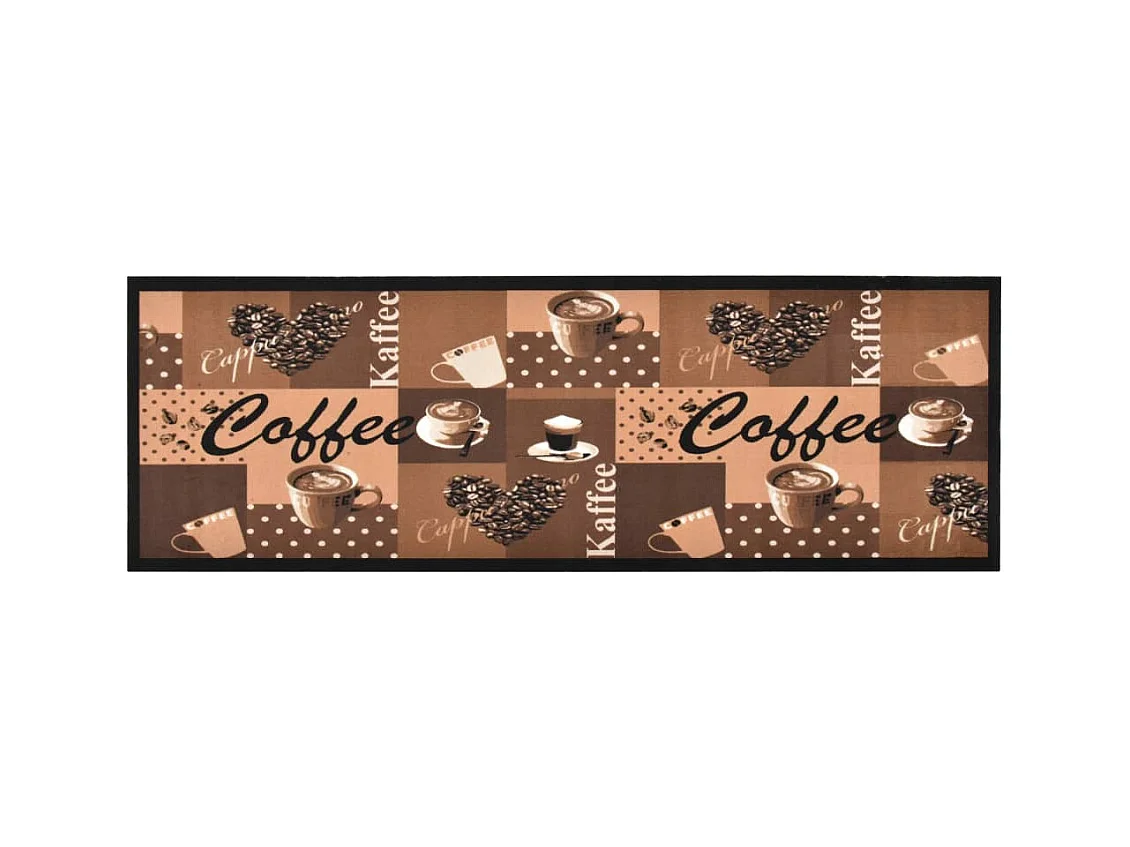 Tapis de cuisine lavable Marron café 60x180 cm