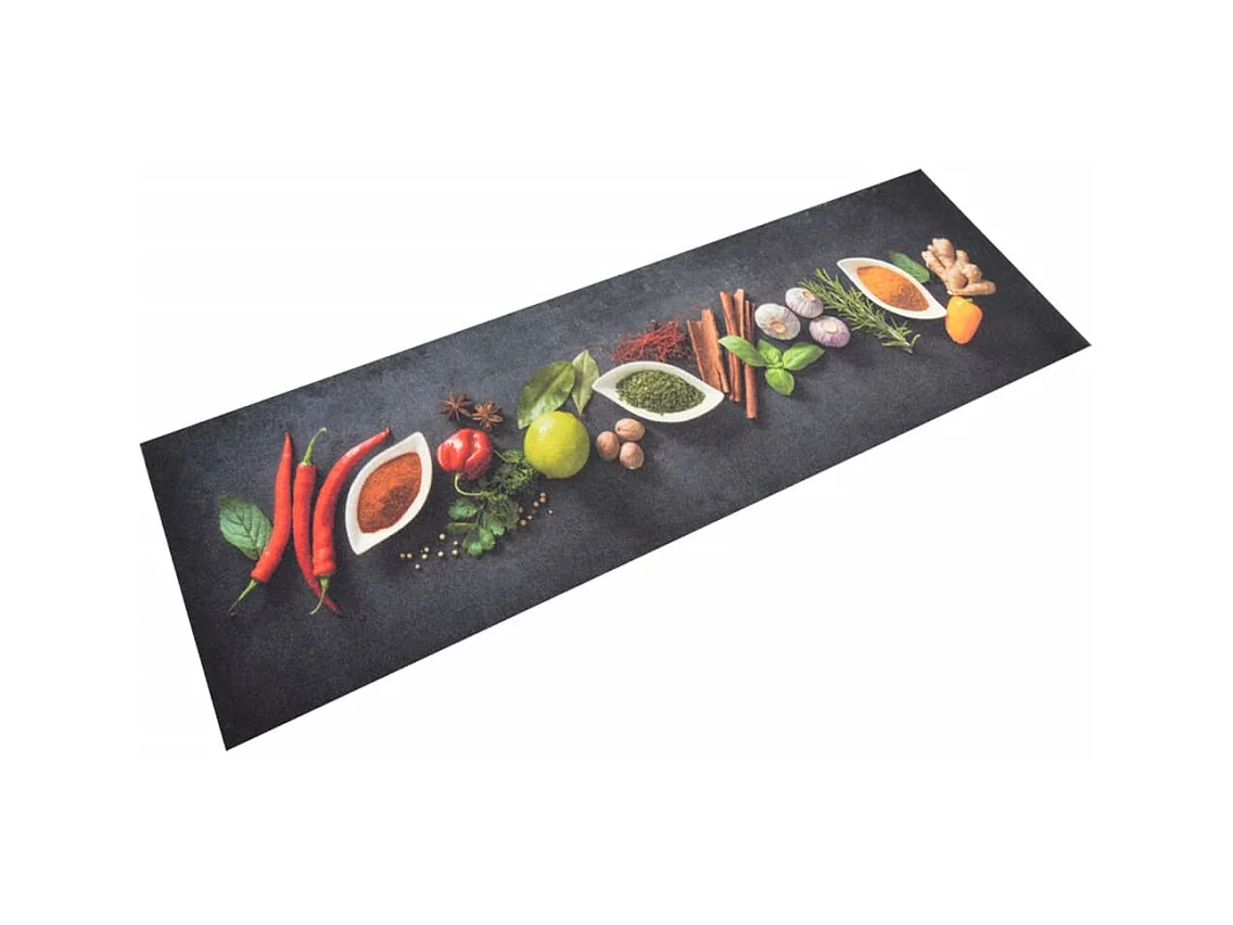 Tapis de cuisine lavable impression d'épices 60x180 cm velours