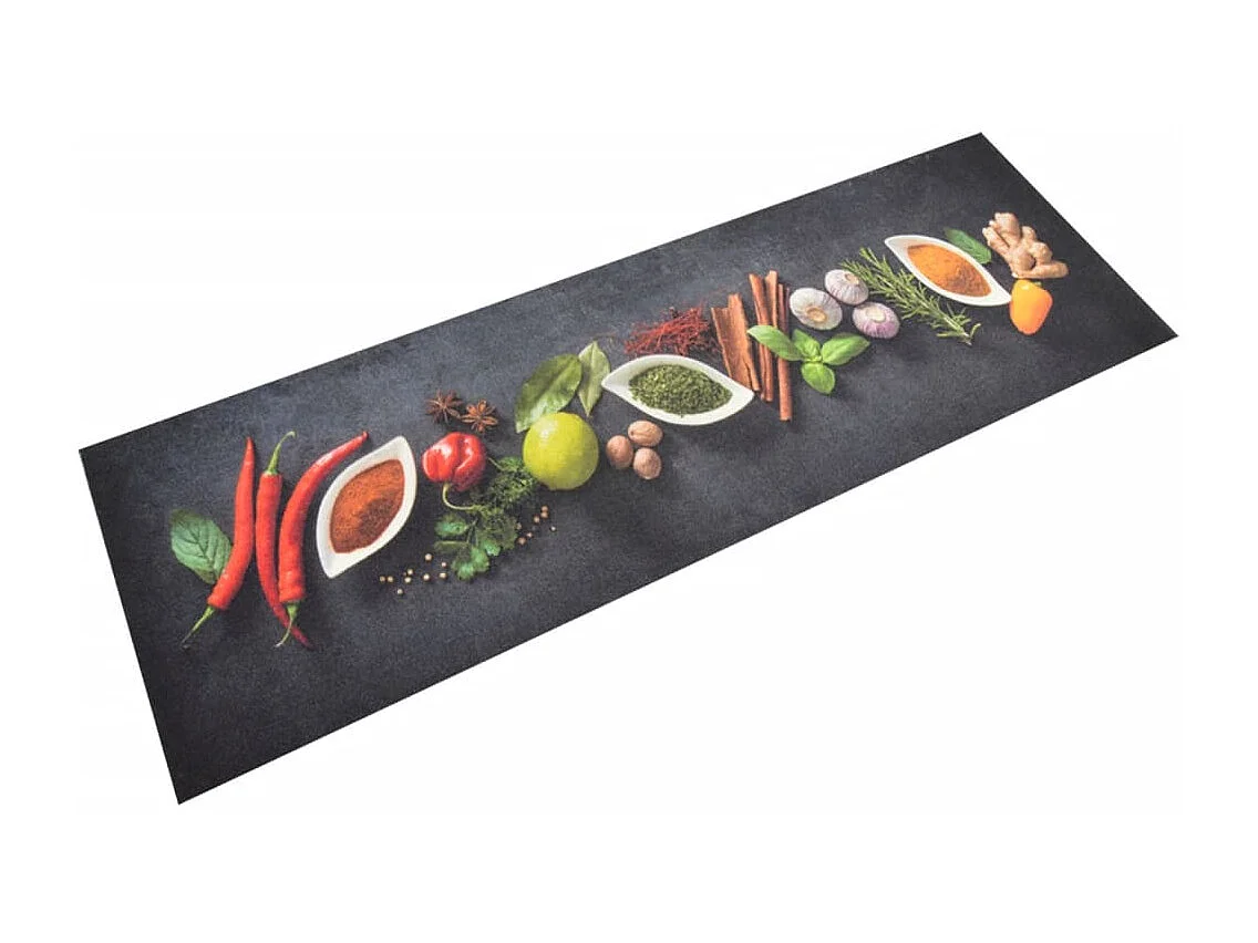 Waschbarer Küchenteppich mit Gewürzdruck, 60 x 180 cm, Samt
