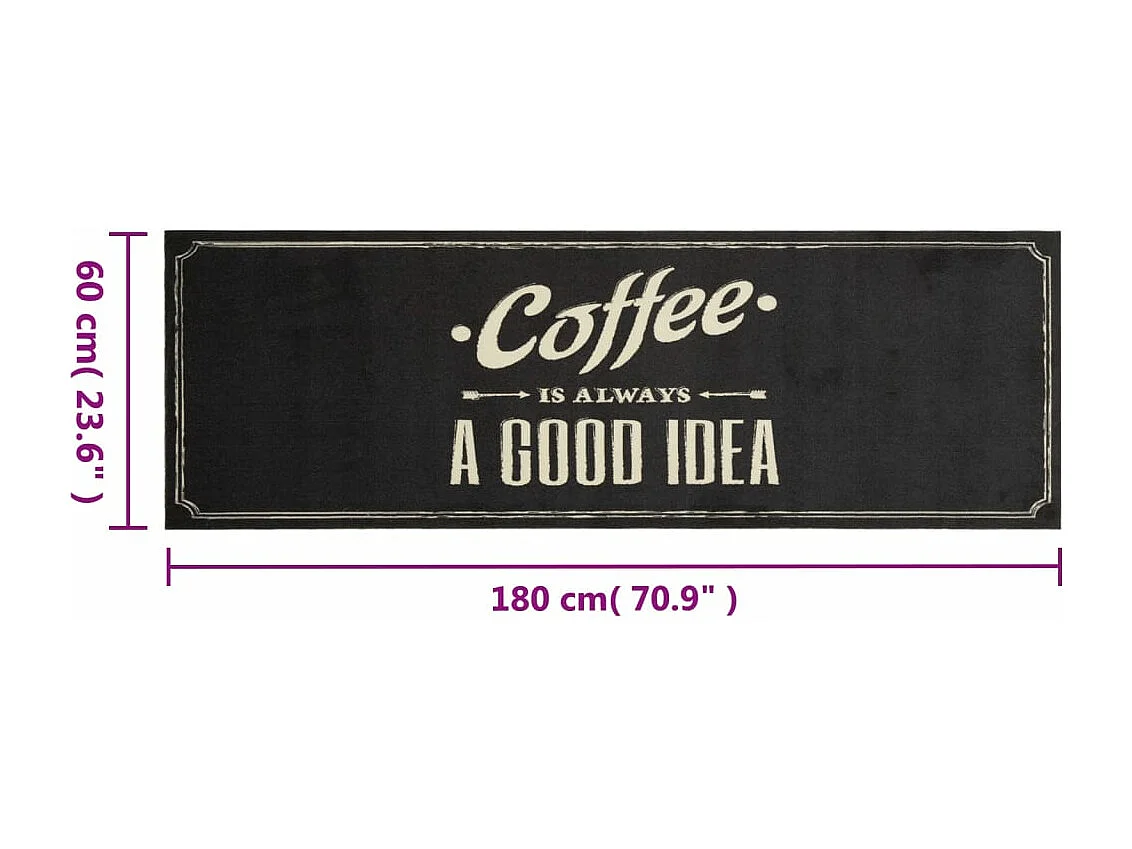 Tapis de cuisine lavable texte Coffee 60x180 cm velours