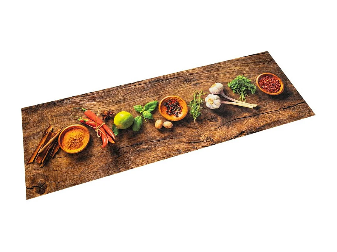 Tapis de cuisine lavable impression d'épices 60x300 cm velours