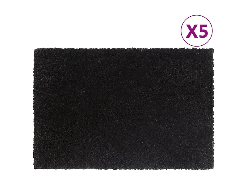 Tapis de porte 5 pcs noir 40x60 cm fibre de coco touffeté