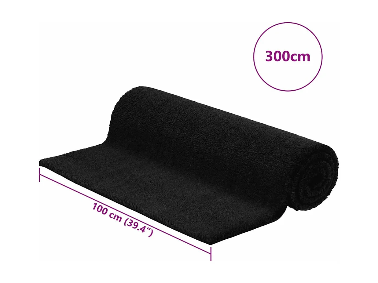 Tapis de porte noir 100x300 cm fibre de coco touffeté