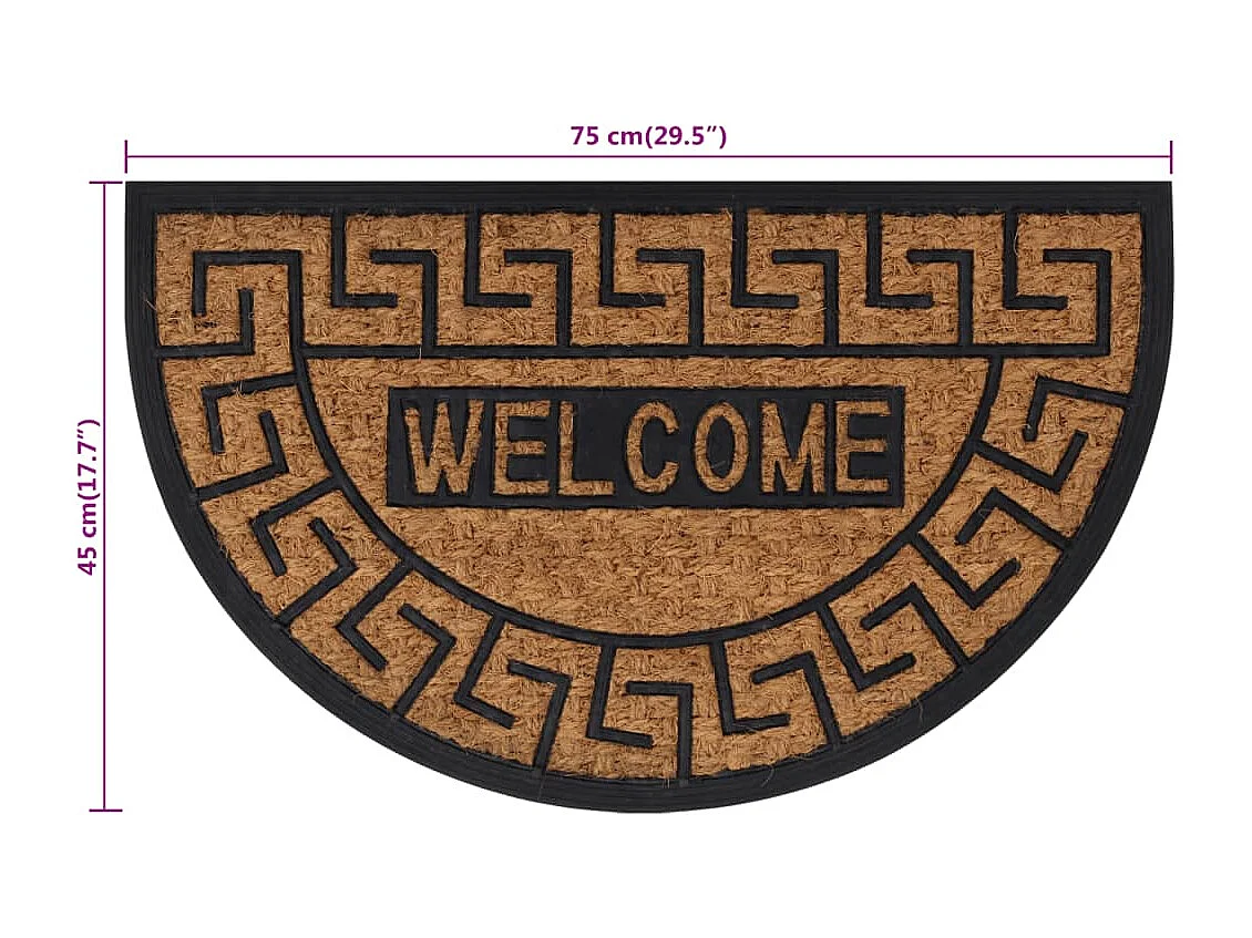 Tapis de porte demi-rond 45x75 cm caoutchouc et fibre de coco