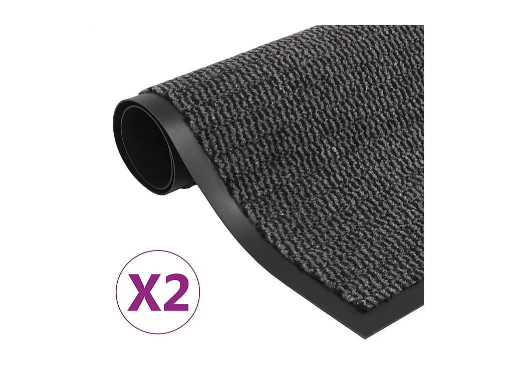 Zerbini rettangolari 2 pz 40 x 60 cm Antracite