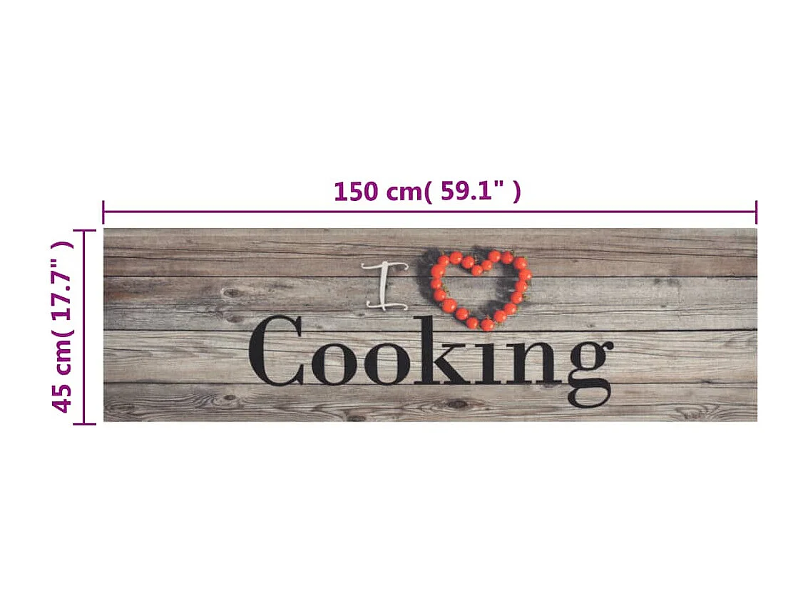 Tapis de cuisine lavable impression cuisine gris 45x150 cm