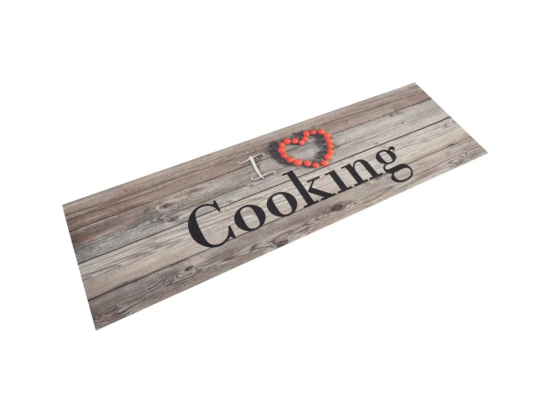 Tapis de cuisine lavable impression cuisine gris 45x150 cm