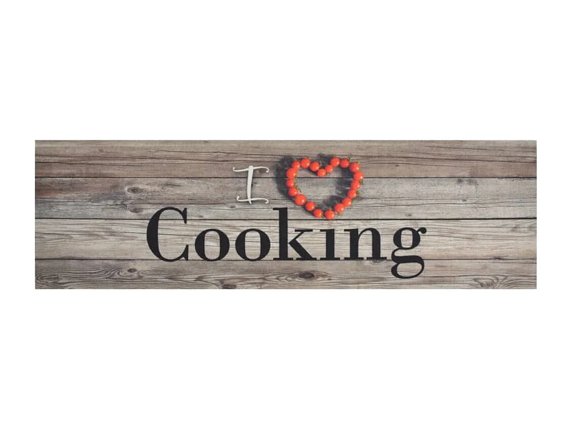 Waschbarer Küchenteppich mit grauem Küchendruck, 45 x 150 cm