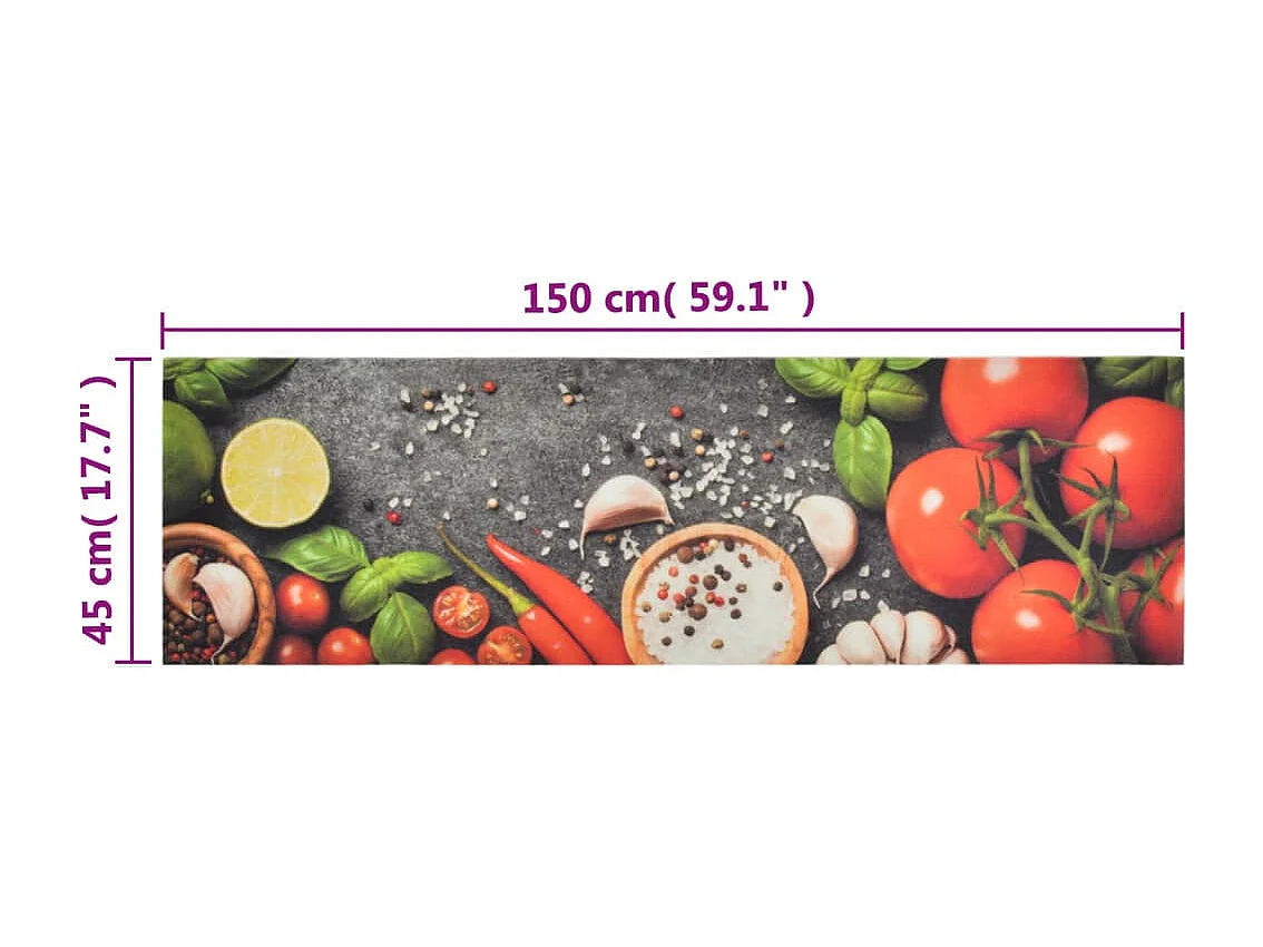 Tapis de cuisine lavable impression légumes 45x150 cm velours