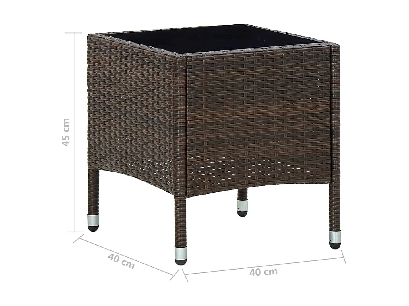 Mesa de jardim 40x40x45 vime PE castanho