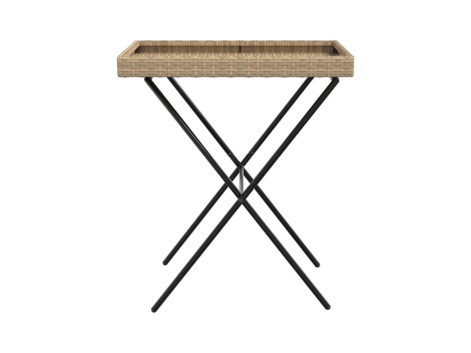 Dienbladtafel inklapbaar 65x40x75 cm poly rattan beige