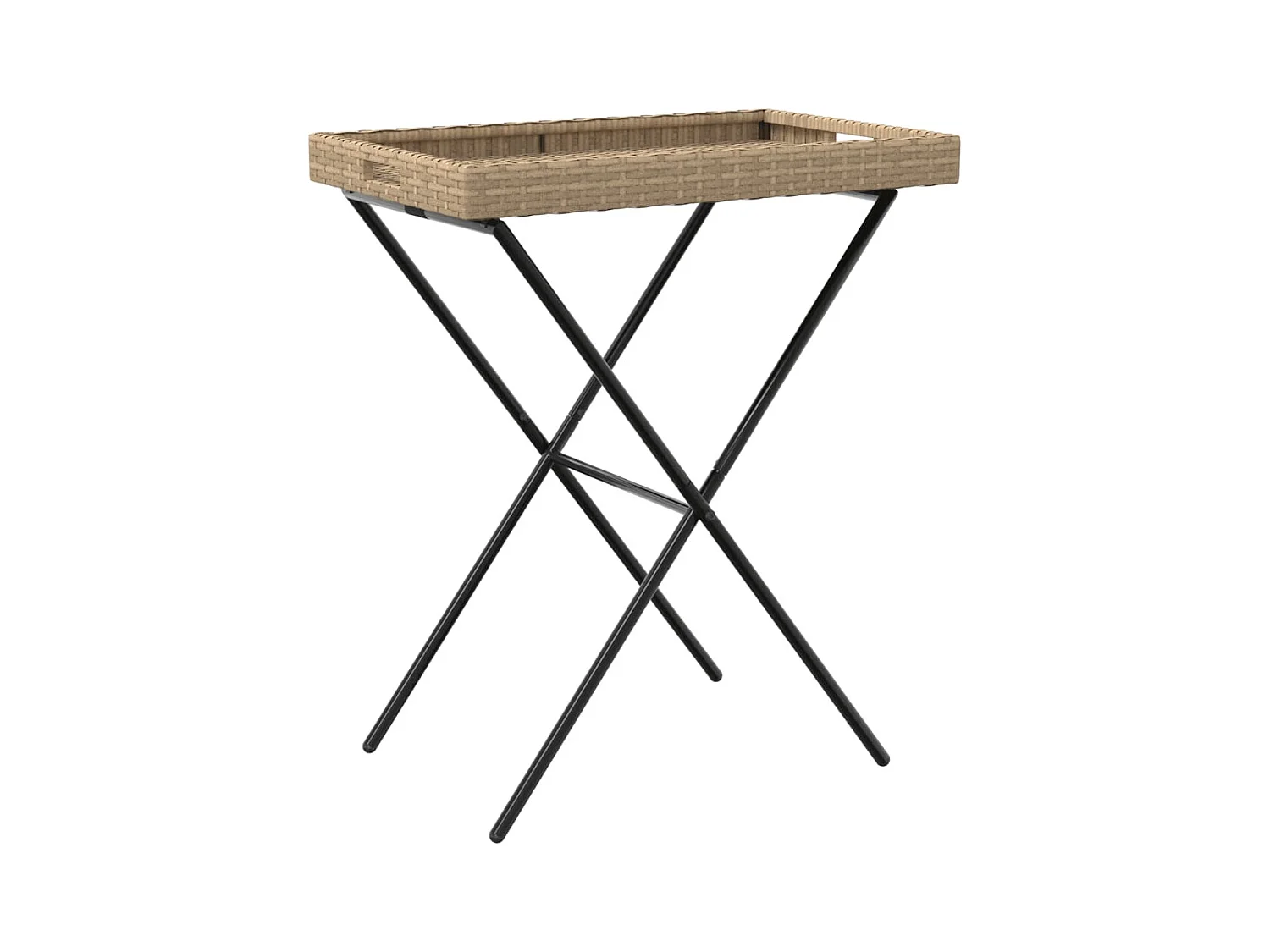 Dienbladtafel inklapbaar 65x40x75 cm poly rattan beige