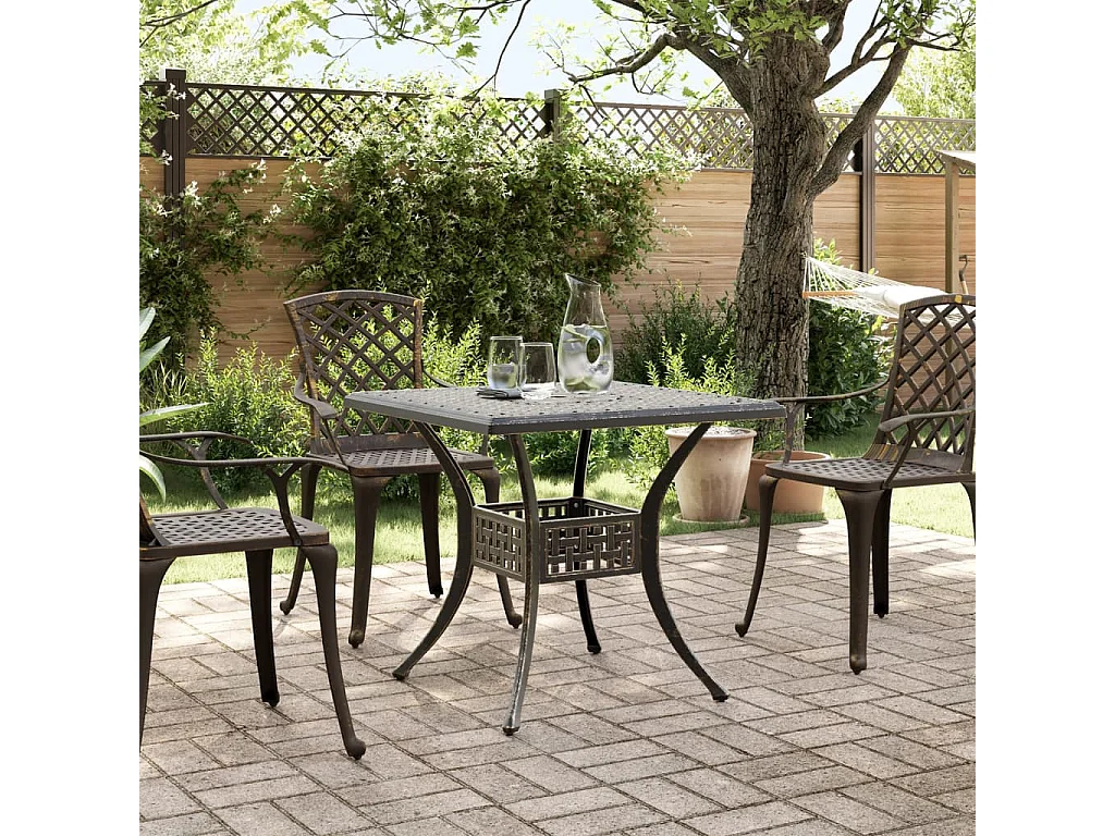Tavolo da Giardino Bronzo 80x80x75 cm in Alluminio Pressofuso