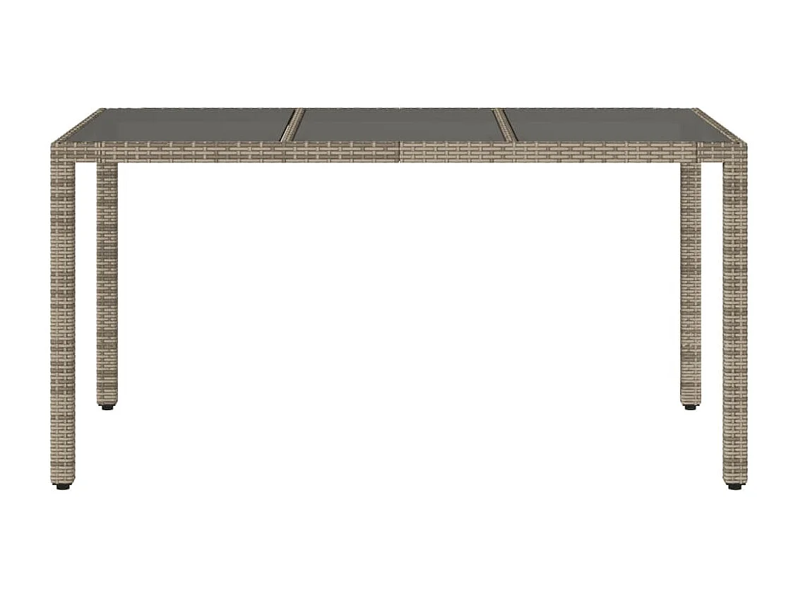 Mesa de jardim com tampo de vidro 150x90x75 cm vime PE cinzento