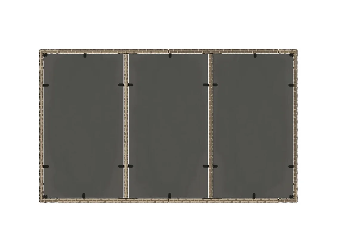 Tuintafel met glazen blad 150x90x75 cm poly rattan grijs