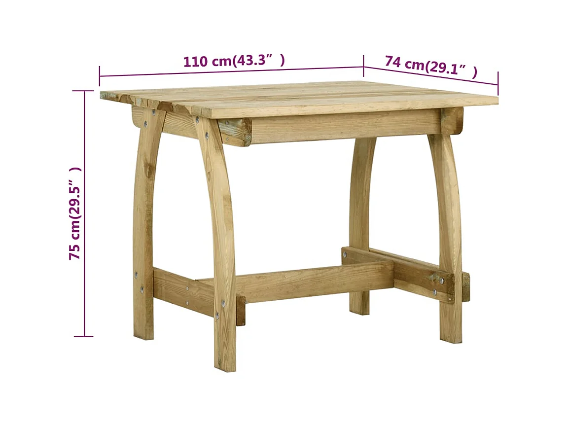 Table de jardin 110x74x75 cm Bois de pin imprégné
