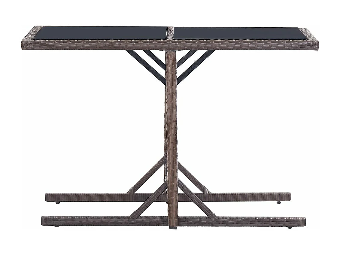 Mesa de jardim 110x53x72 cm vidro e vime PE castanho